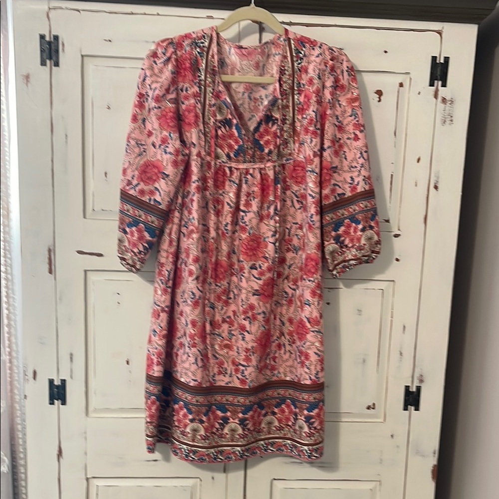 Floral Pink Bohemian Dress